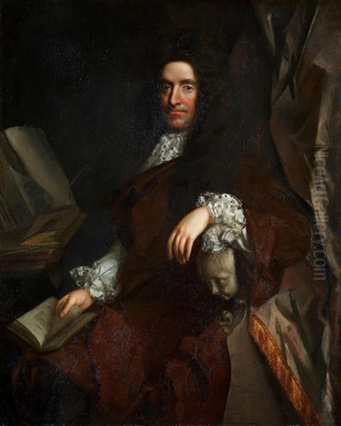 Portrait Of A Scholar, Three-quarter-length, In A Burgundy Cloak, Seated Oil Painting by Benedetto Gennari the Younger