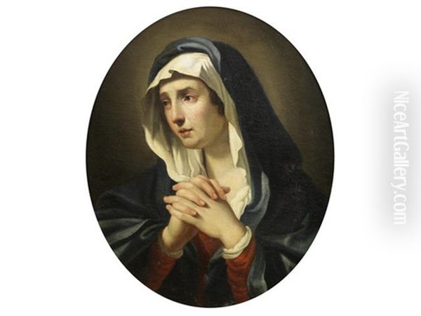 Mater Dolorosa, Within A Painted Oval Oil Painting by Benedetto Gennari the Younger