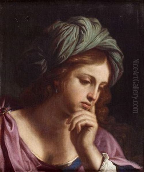 La Sibylle Samia (after Guerchin) Oil Painting by Benedetto Gennari the Younger