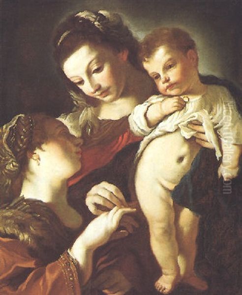 Lo Sposalizio Mistico Di S. Caterina D'alessandria Oil Painting by Benedetto Gennari the Younger