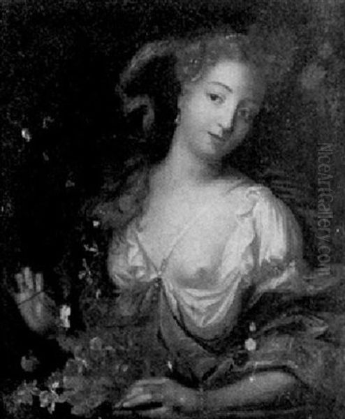 Portrait Of Of A Lady (countess Of Lichfield?) Oil Painting by Benedetto Gennari the Younger