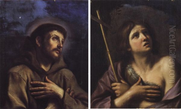 San Francesco & San Giovanni Battista Oil Painting by Bartolomeo Gennari