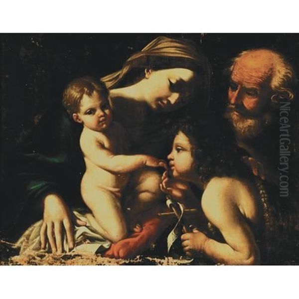 The Holy Family With John The Baptist Oil Painting by Cesare Gennari