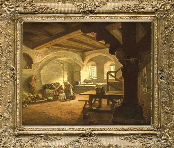 Interieur Eines Kellergewolbes Mit Personenstaffage Oil Painting by Jacob Gensler