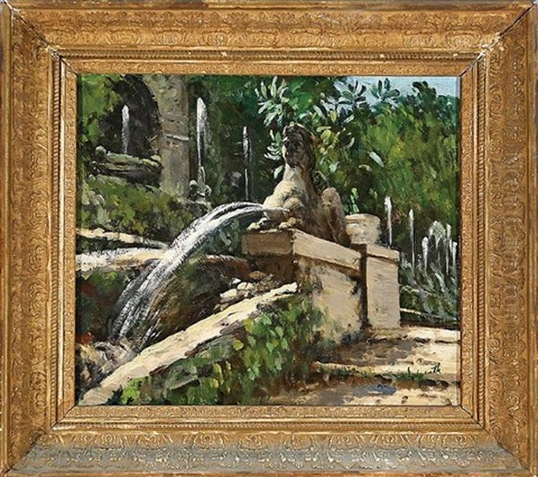 Fountain, Villa D'este, Tivoli, Italy Oil Painting by Lillian Genth