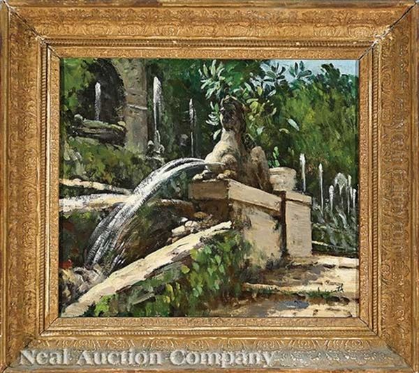 Fountain, Villa D'este, Tivoli, Italy Oil Painting by Lillian Genth