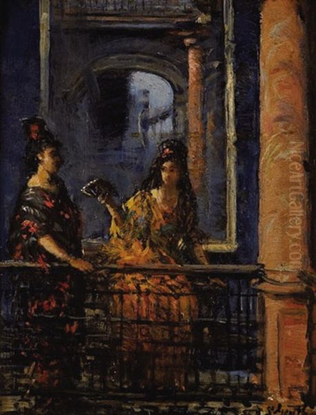 Spanish Women On Balcony by Lillian Genth