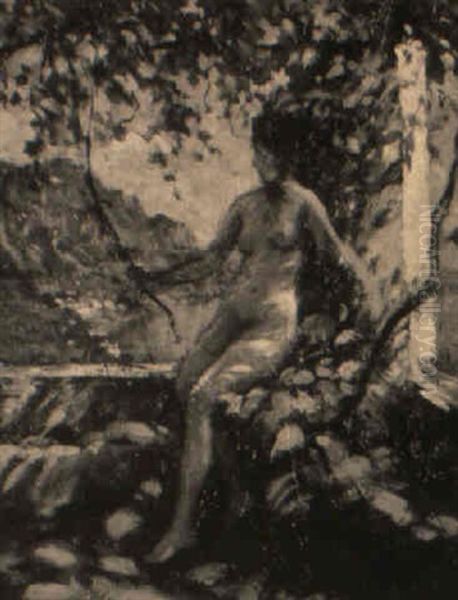 Nude Under An Arbor Oil Painting by Lillian Genth