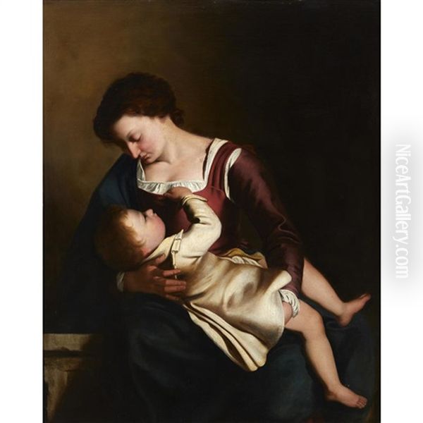 Madonna And Child Oil Painting by Artemisia Gentileschi