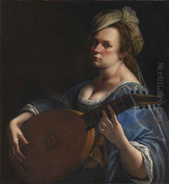 Self-portrait As A Lute Player Oil Painting by Artemisia Gentileschi