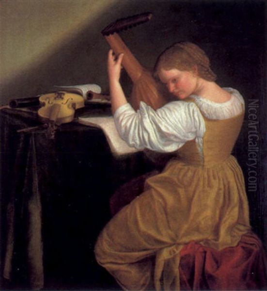 Die Lautenspielerin Oil Painting by Artemisia Gentileschi