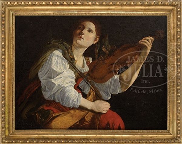 Young Woman With A Violin (saint Cecilia) Oil Painting by Orazio Gentileschi