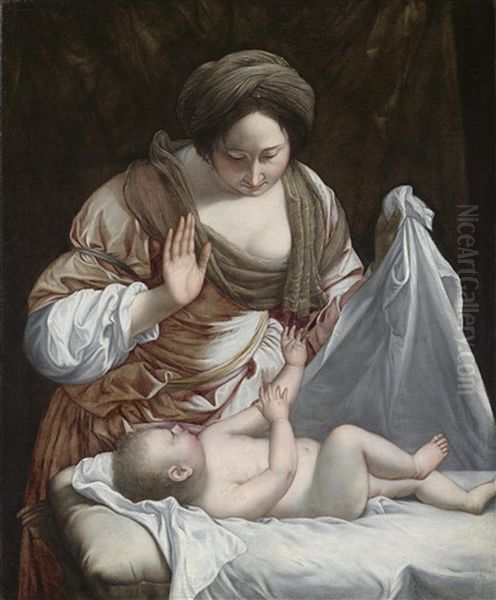 Madonna Mit Kind (oder Frau Mit Kind) Oil Painting by Orazio Gentileschi