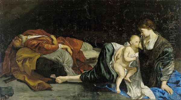 Il Riposa Nella Fuga In Egitto Oil Painting by Orazio Gentileschi