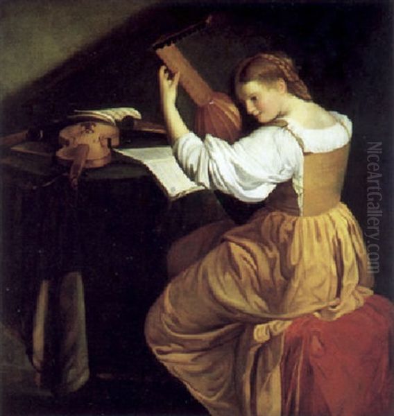 Die Lauterspielerin Oil Painting by Orazio Gentileschi