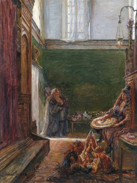 In Der Synagoge Von Tripolis, Zentrale Weimar Oil Painting by Ismael Gentz