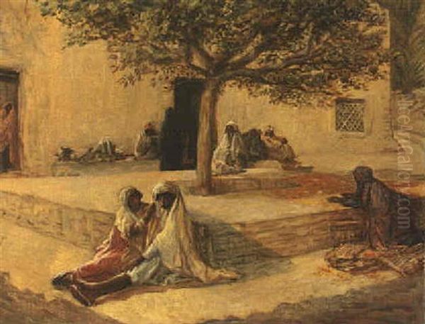 Arabs Shaded From The Afternoon Heat Oil Painting by Ismael Gentz