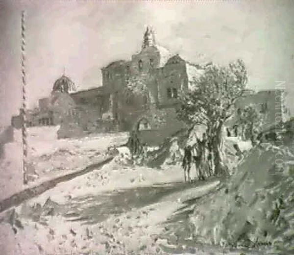 View Of The House Of Caiphas, Mount Zion Oil Painting by Ismael Gentz