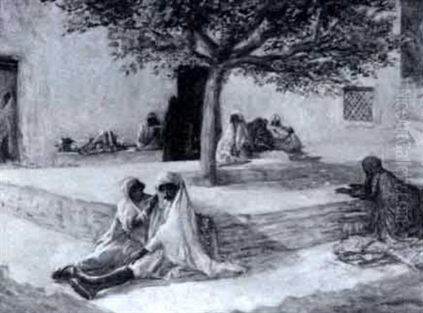 Arabs Resting In The Shade Oil Painting by Ismael Gentz