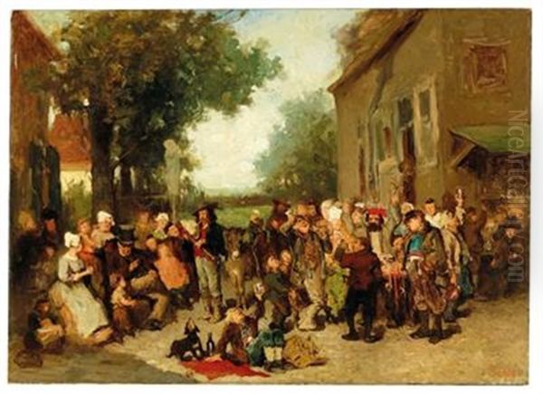 Flemish Street Festival Oil Painting by Wilhelm (Karl) Gentz