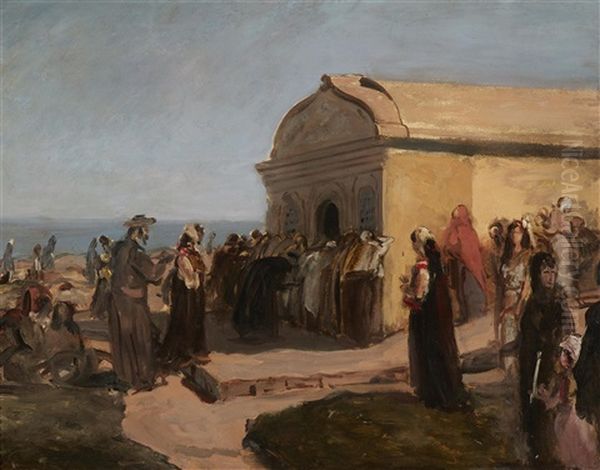 Oil Study Of A Procession Oil Painting by Wilhelm (Karl) Gentz