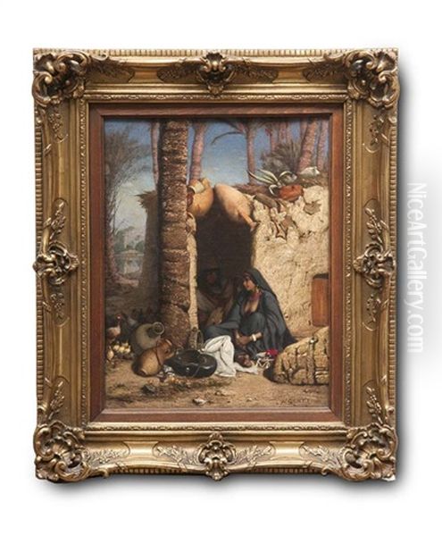 Beduinen In Einer Oase (orientmotiv) Oil Painting by Wilhelm (Karl) Gentz