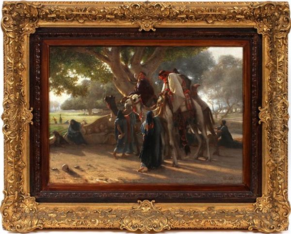 Arab Riders On Camel Back Oil Painting by Wilhelm (Karl) Gentz