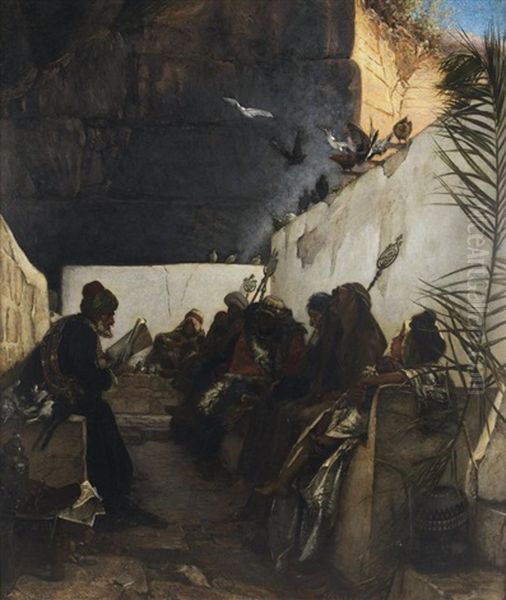 La Lecture Du Coran Dans Le Grotte De Jeremie Oil Painting by Wilhelm (Karl) Gentz