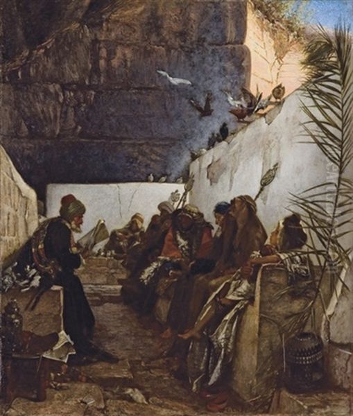 Reading The Koran In The Cave Of Jeremiah Oil Painting by Wilhelm (Karl) Gentz