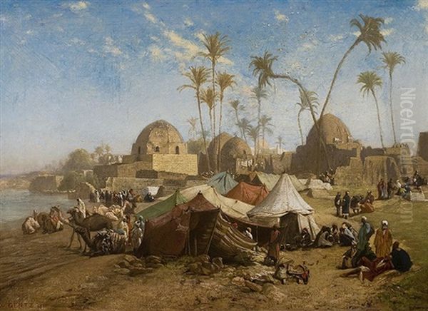 Bedouin Camp Oil Painting by Wilhelm (Karl) Gentz