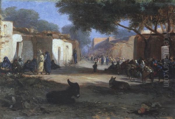 Marktszene In Nordafrika Oder Arabien Oil Painting by Wilhelm (Karl) Gentz