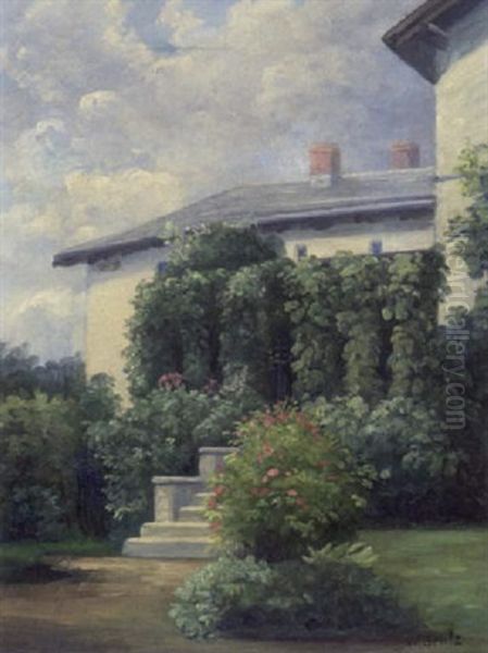 Landhaus Im Sommergarten Oil Painting by Wilhelm (Karl) Gentz