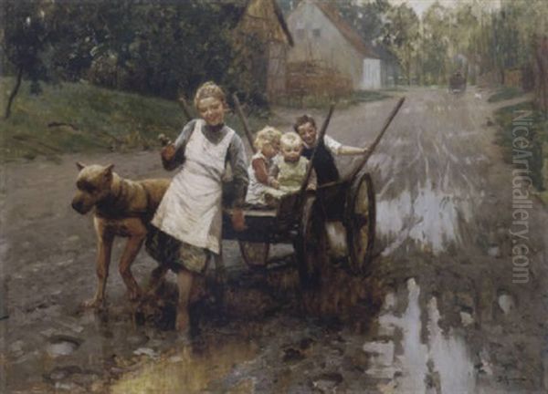 Dorfjugend Oil Painting by Berthold Genzmer