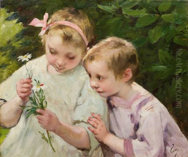 The First Plything Oil Painting by Henry Jules Jean Geoffroy