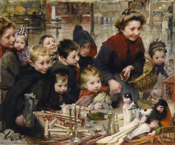 La Joie Des Petits Oil Painting by Henry Jules Jean Geoffroy