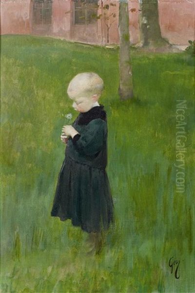 Petit Garcon Dans Un Pre Oil Painting by Henry Jules Jean Geoffroy