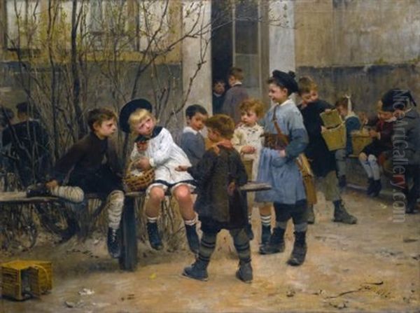 L'heure Du Gouter Oil Painting by Henry Jules Jean Geoffroy