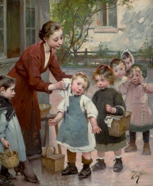 The Teacher's Touch Oil Painting by Henry Jules Jean Geoffroy