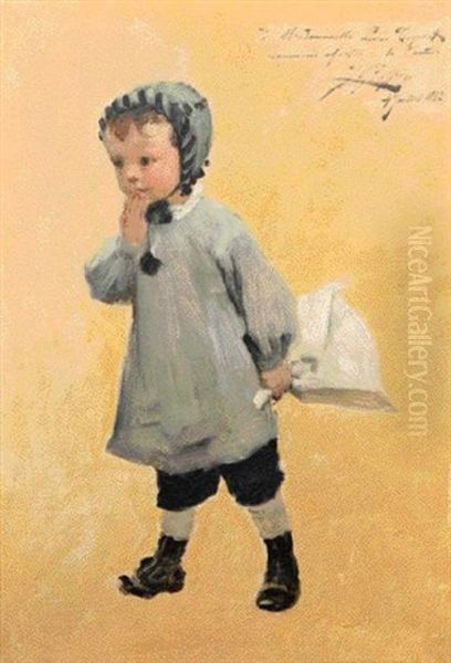 Petit Garcon Au Bouquet Oil Painting by Henry Jules Jean Geoffroy