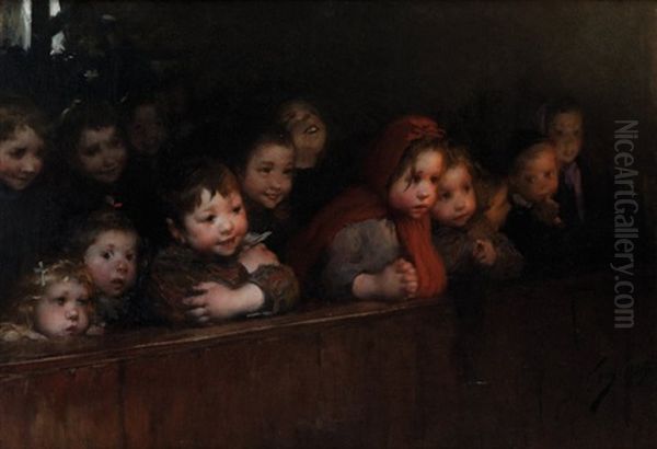 Les Petits Ecoliers Oil Painting by Henry Jules Jean Geoffroy