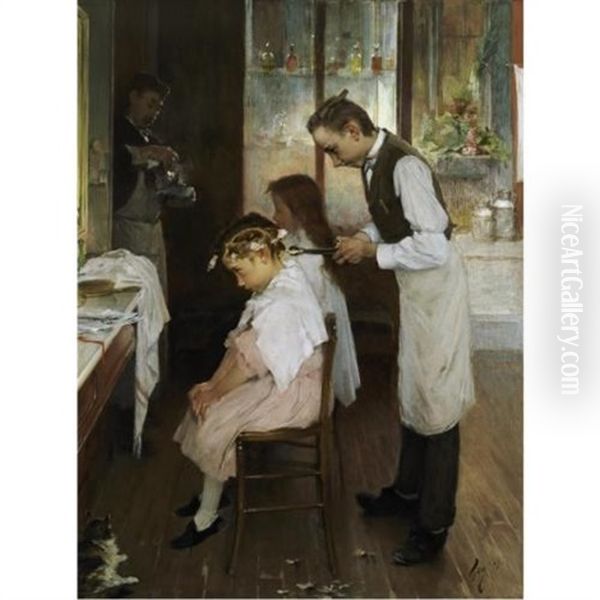 Preparing For Prize Day Oil Painting by Henry Jules Jean Geoffroy