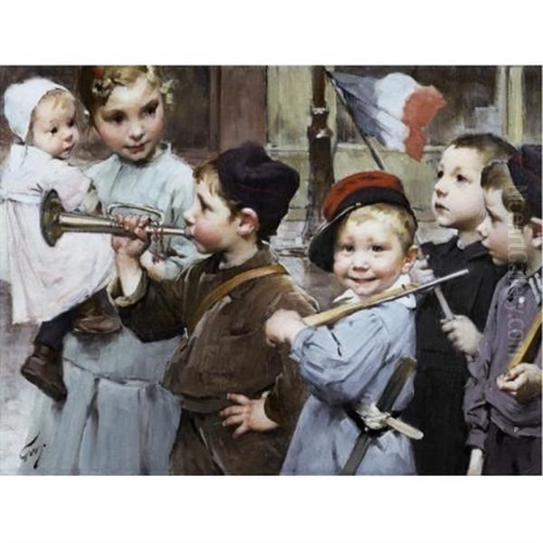 July 14th - Bastille Day Oil Painting by Henry Jules Jean Geoffroy