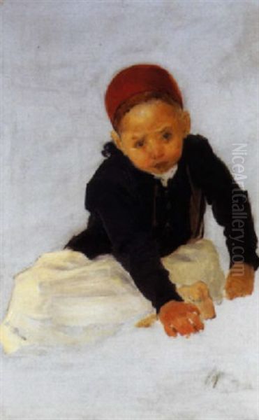 Eleve D'une Ecole Coranique Oil Painting by Henry Jules Jean Geoffroy