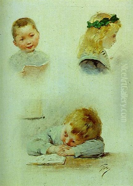 L'enfant Au Livre Oil Painting by Henry Jules Jean Geoffroy