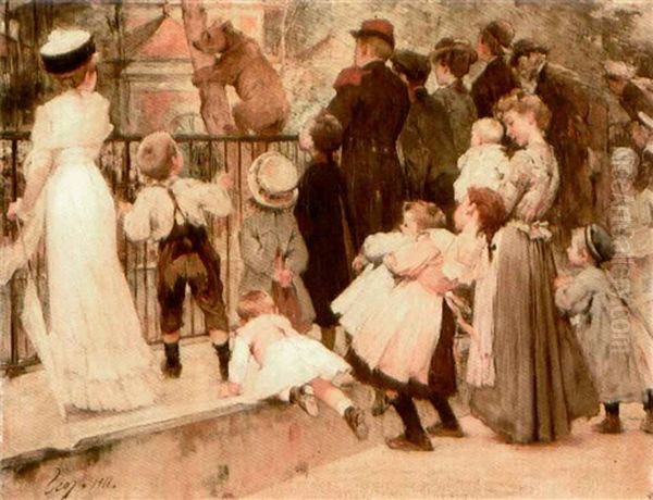 Au Jardin Des Plantes Oil Painting by Henry Jules Jean Geoffroy