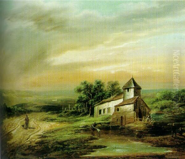 Romantische Sommerlandschaft Mit Altem Haus Oil Painting by Jean Baptiste Geoffroy