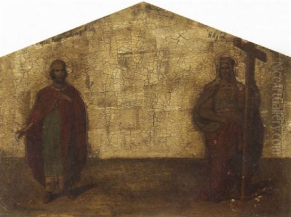 Saint Constantine And Saint Helen Oil Painting by Dimitrios Georgandas