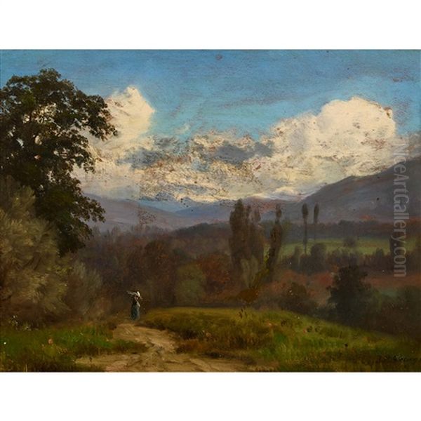 Sommerlandschaft Mit Bauerin Oil Painting by Jean Philippe George-Julliard