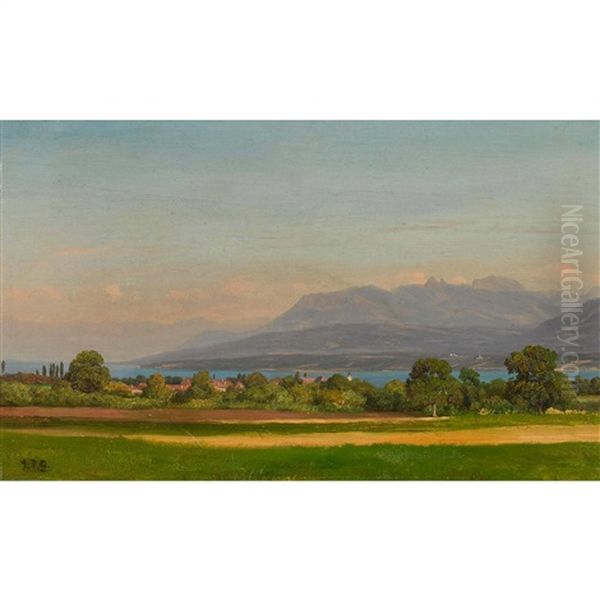 Blick Auf Den Genfersee Oil Painting by Jean Philippe George-Julliard