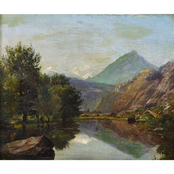 Paysage A Vernayaz Oil Painting by Jean Philippe George-Julliard